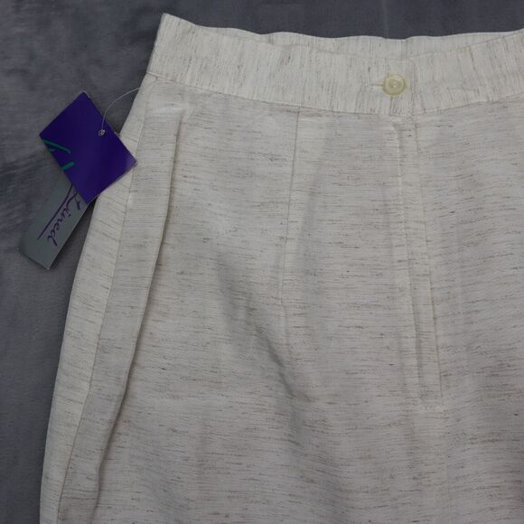 Tofy Skirt Womens 10 Ivory Lined Back Slit Midi Straight Pencil Casual - Picture 13 of 16